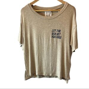 NWT SADIE & SAGE Oatmeal Graphic Knit Tee Shirt